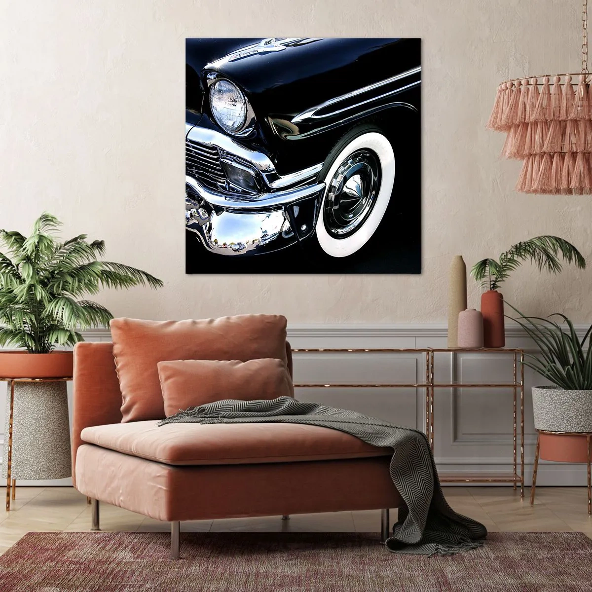 Lærredstryk - Billede på lærred - Klassikere i sølv, sort og hvid - 70x70 cm