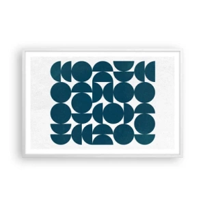 Plakat i hvid ramme - Cirkler og halvcirkler - 91x61 cm