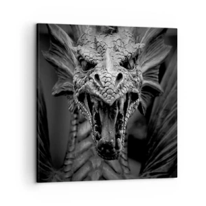 Lærredstryk - Billede på lærred - Eventyrlig drage i grå - 60x60 cm