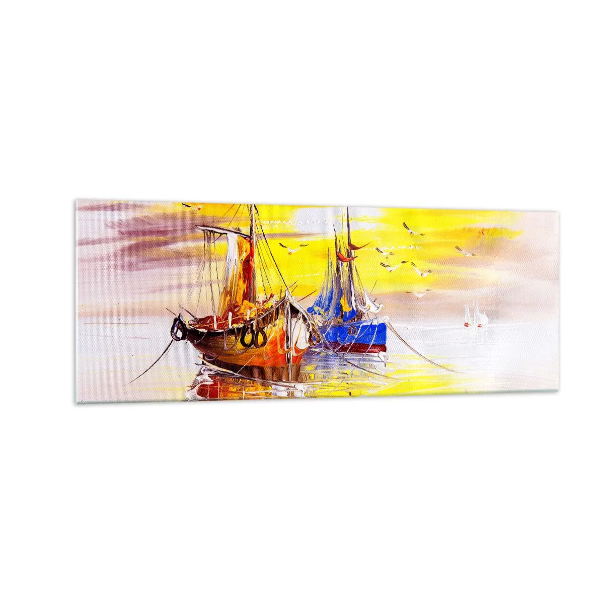 Billede på glas - Et velfortjent hvil i havnen - 140x50 cm