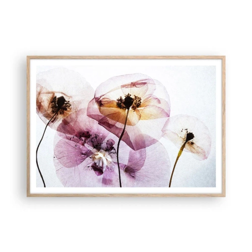 Plakat i ramme af lyst egetræ - Blomsterlegeme dias - 100x70 cm