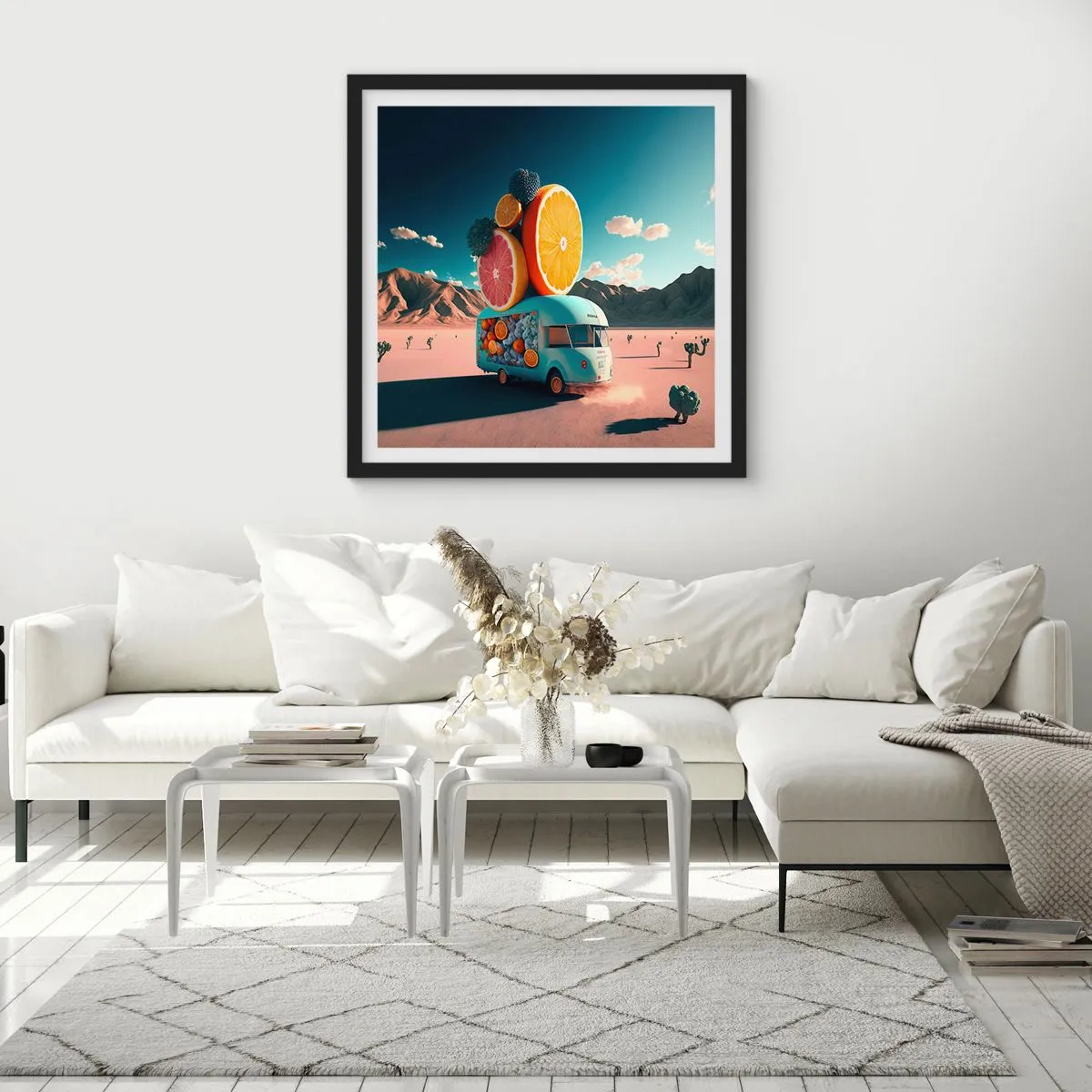Plakat i sort ramme - En smag af ferie - 50x50 cm