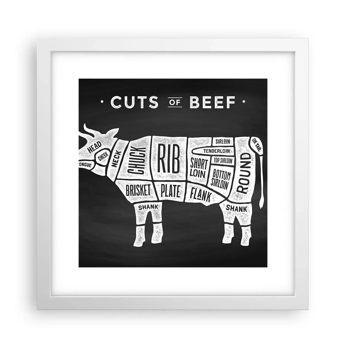 Plakat i hvid ramme - Slagterens grundbog - 30x30 cm
