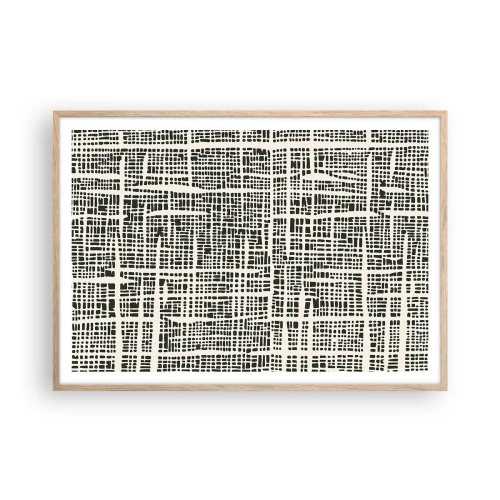 Plakat i ramme af lyst egetræ - En sammensætning vævet - 100x70 cm