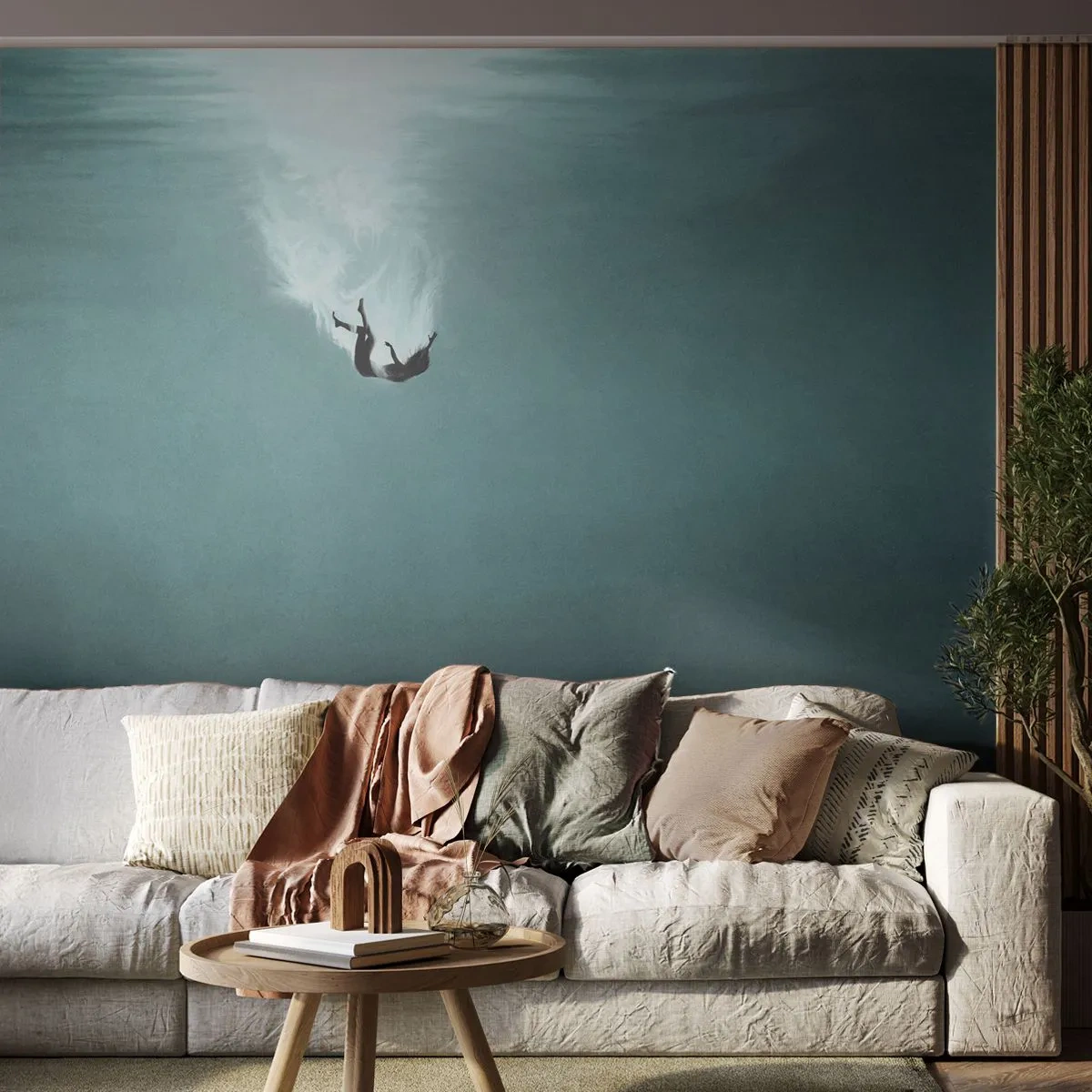 Fototapet Premium Canvas - I havets favntag - Vand, Minimalisme, Undervands - 100x70 cm