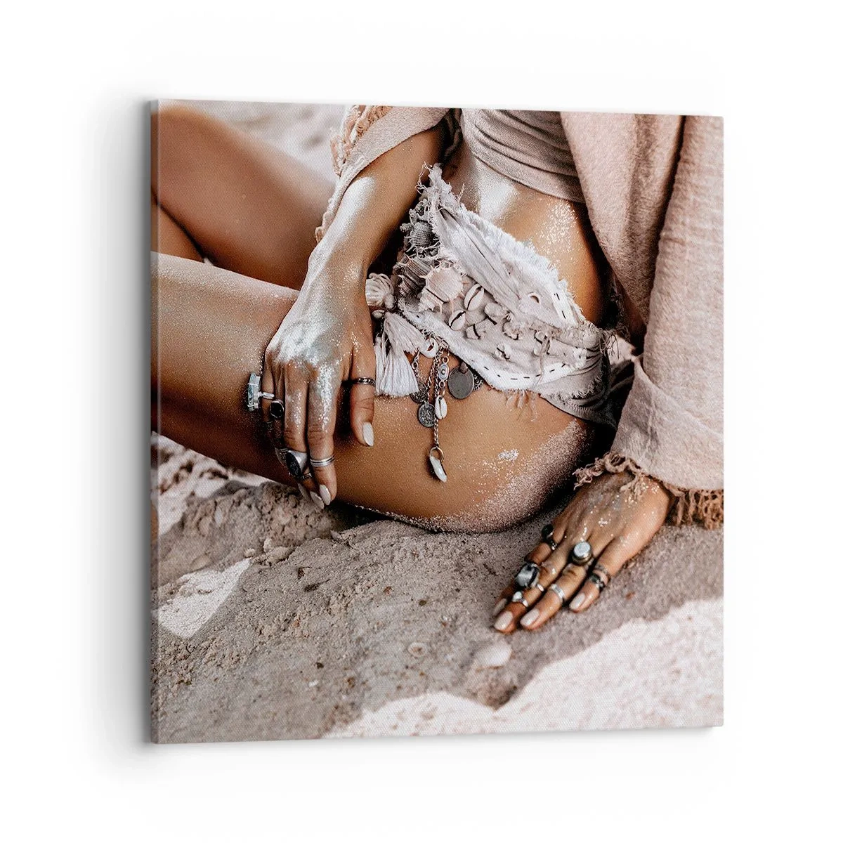 Lærredstryk - Billede på lærred - Kastet ud af bølgerne? - 70x70 cm