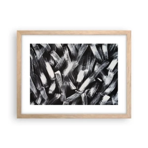 Plakat i ramme af lyst egetræ - Abstraktion i den industrielle ånd - 40x30 cm