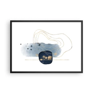 Plakat i sort ramme - Blå-gylden fantasi - 70x50 cm