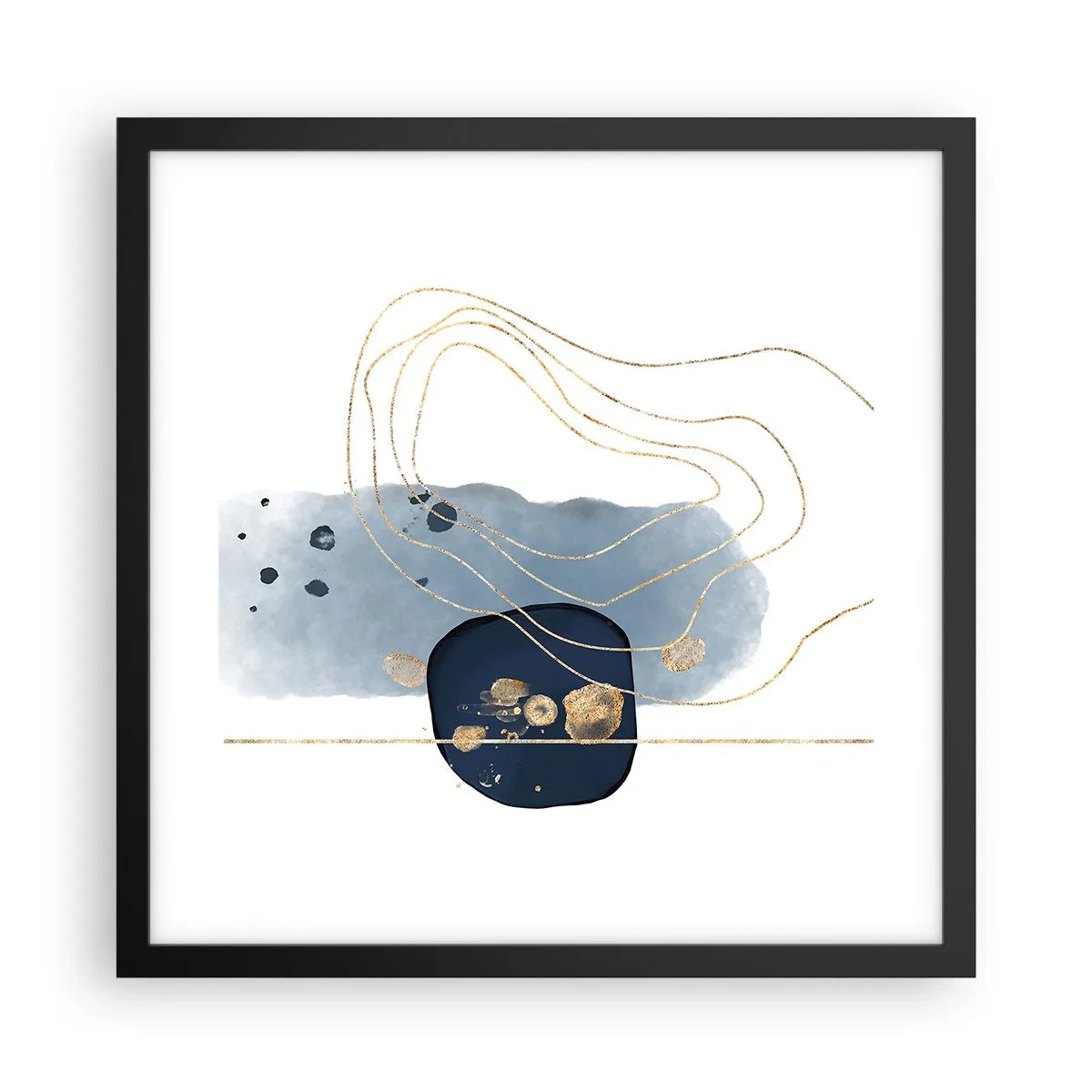 Plakat i sort ramme - Blå-gylden fantasi - 40x40 cm
