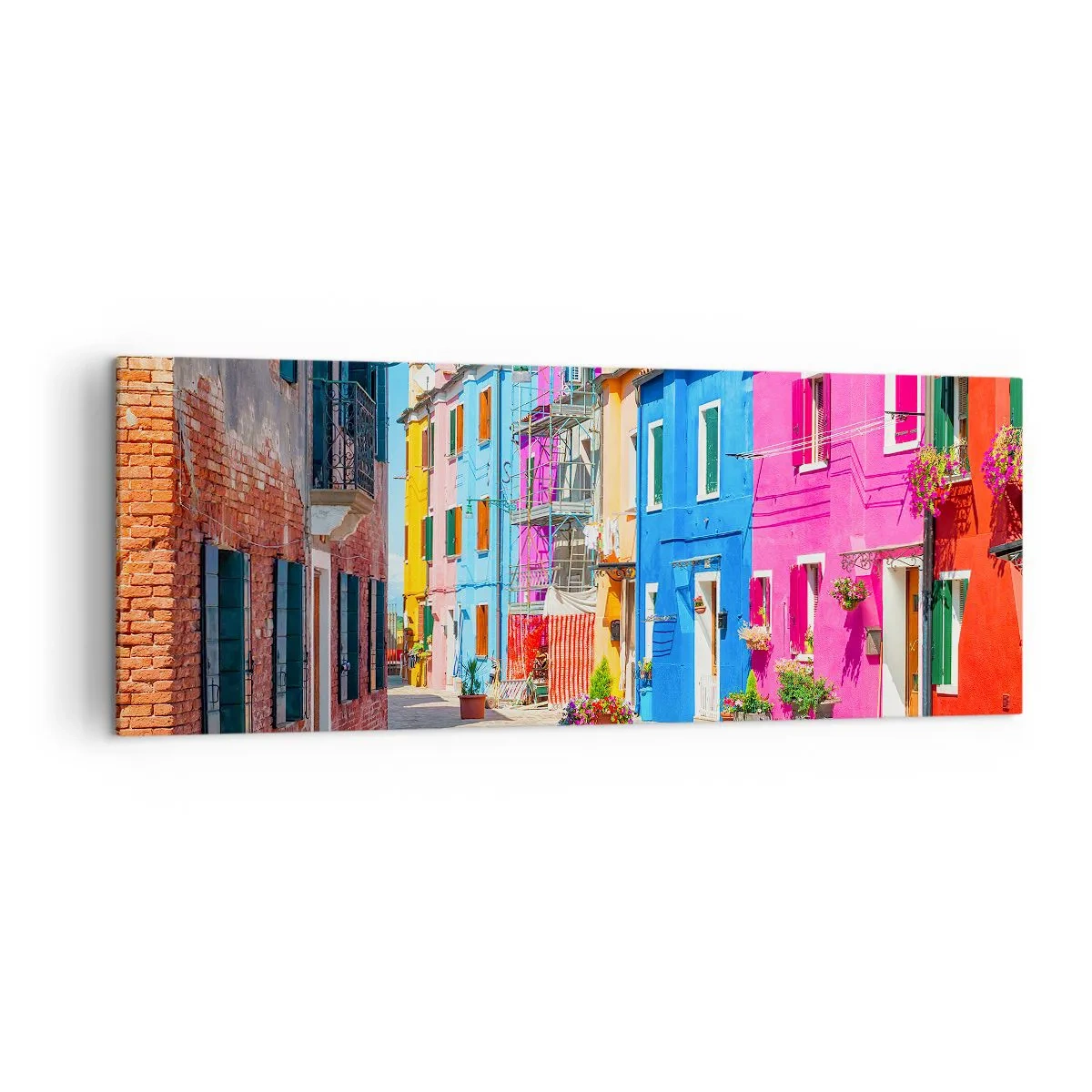 Lærredstryk - Billede på lærred - Byen "Under papegøjer” - 140x50 cm