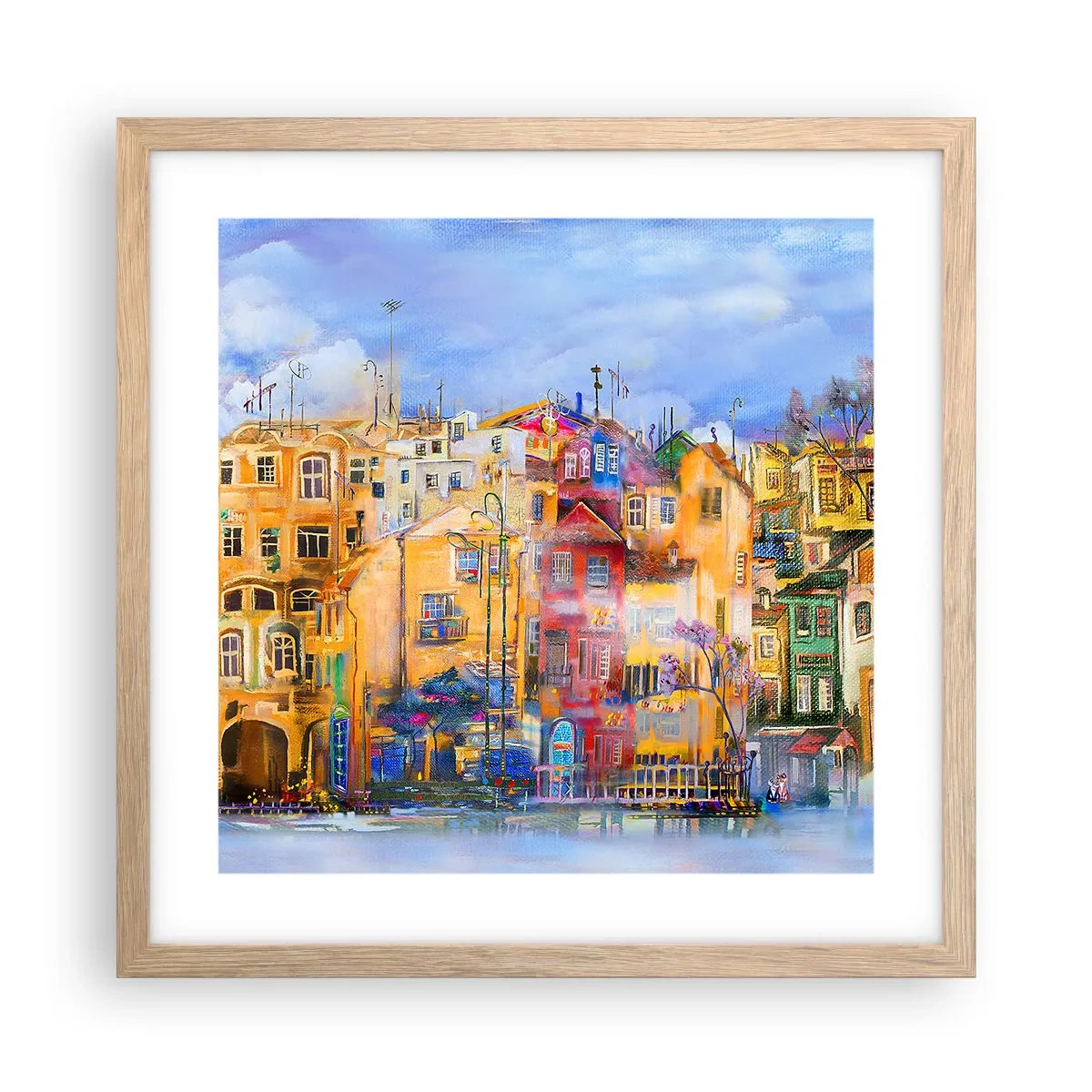 Plakat i ramme af lyst egetræ - Vi er sammen - 40x40 cm