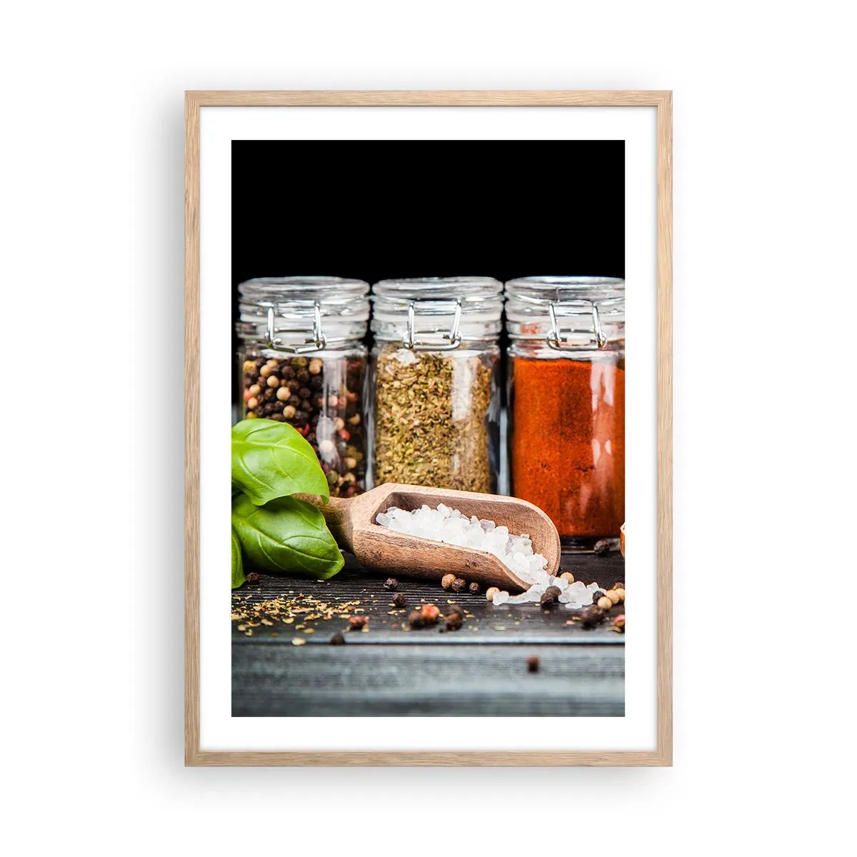 Plakat i ramme af lyst egetræ - For at livet kan smages - 50x70 cm