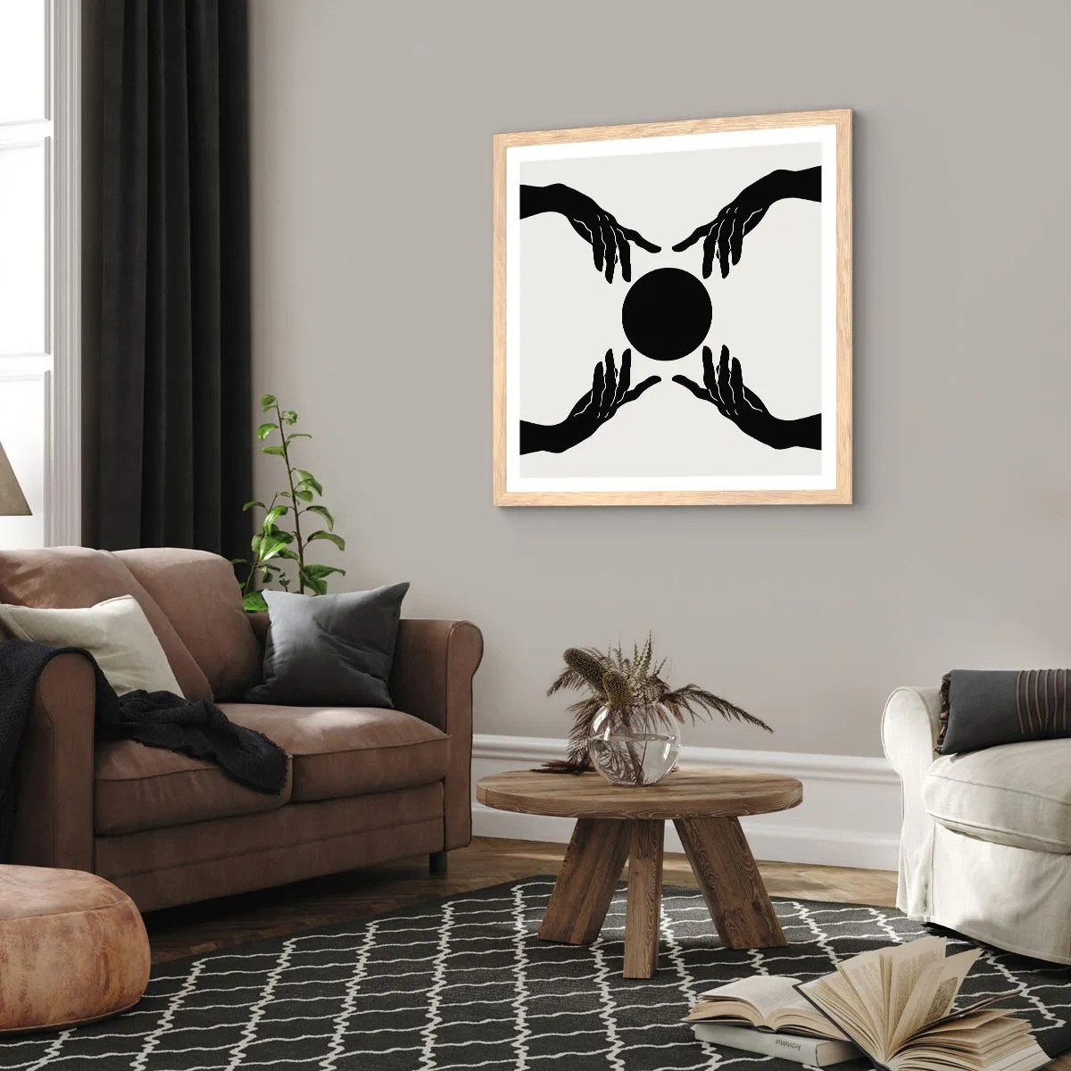 Plakat i ramme af lyst egetræ - Et hemmeligt tegn - 30x30 cm