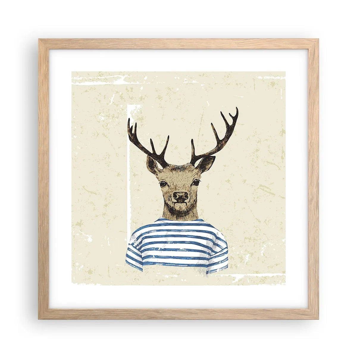 Plakat i ramme af lyst egetræ - Fordi jeg kan lide stribede skjorter! - 40x40 cm