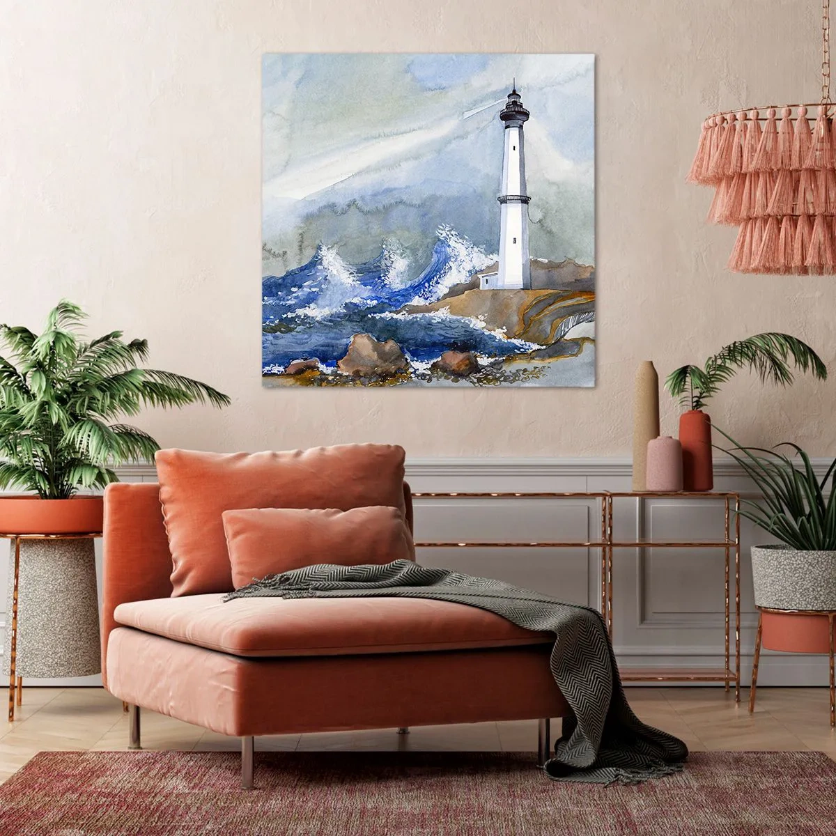 Lærredstryk - Billede på lærred - Mod mørket og stormen - 50x50 cm