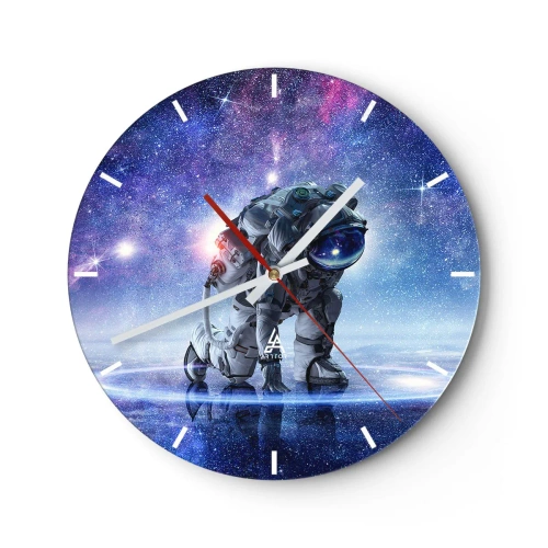 Vægur, Uret - En astronaut på baggrund af en kosmisk galakse i intense farver. - 30x30cm - Den stjerneklare himmel over mig - Moderne vægdekoration til stue, køkken og soveværelse ARTTOR