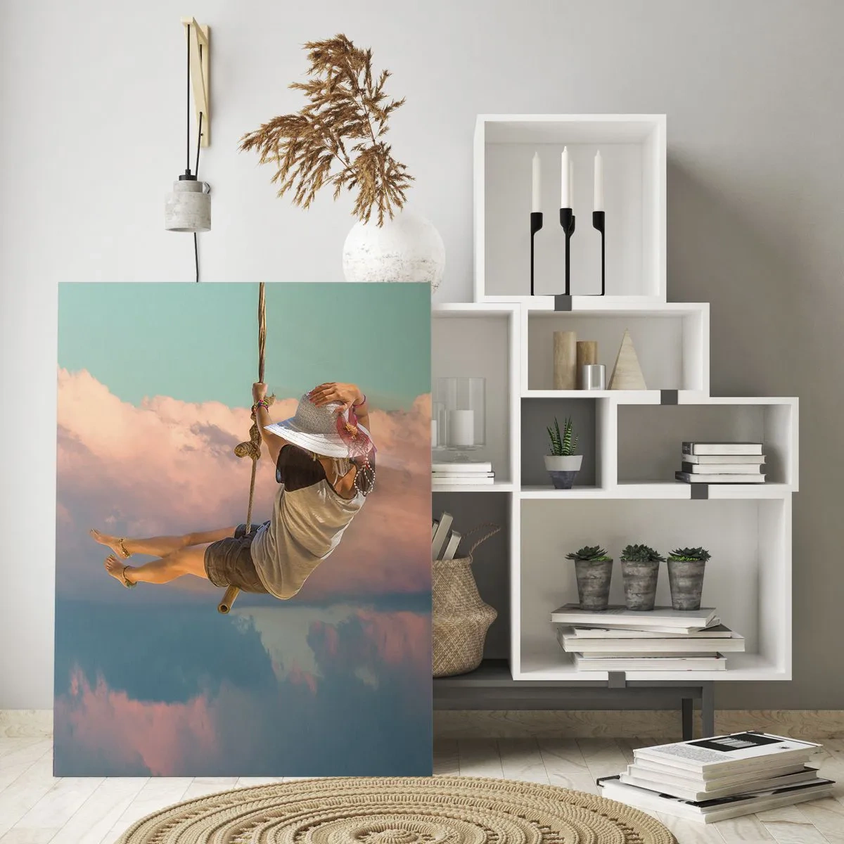 Billede på glas - Sjov i skyerne - 80x120 cm