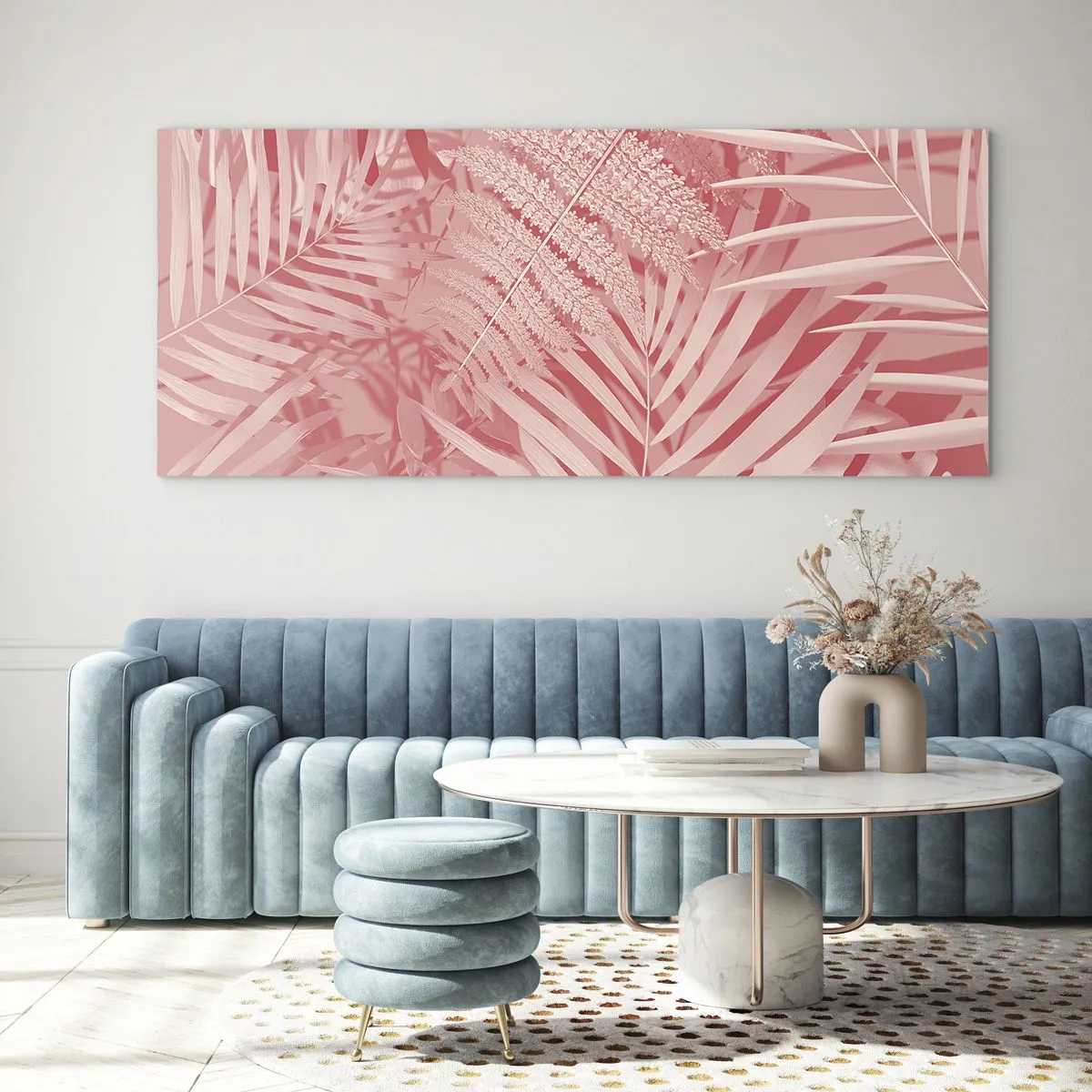 Billede på glas - Lyserødt koncept - 160x50 cm