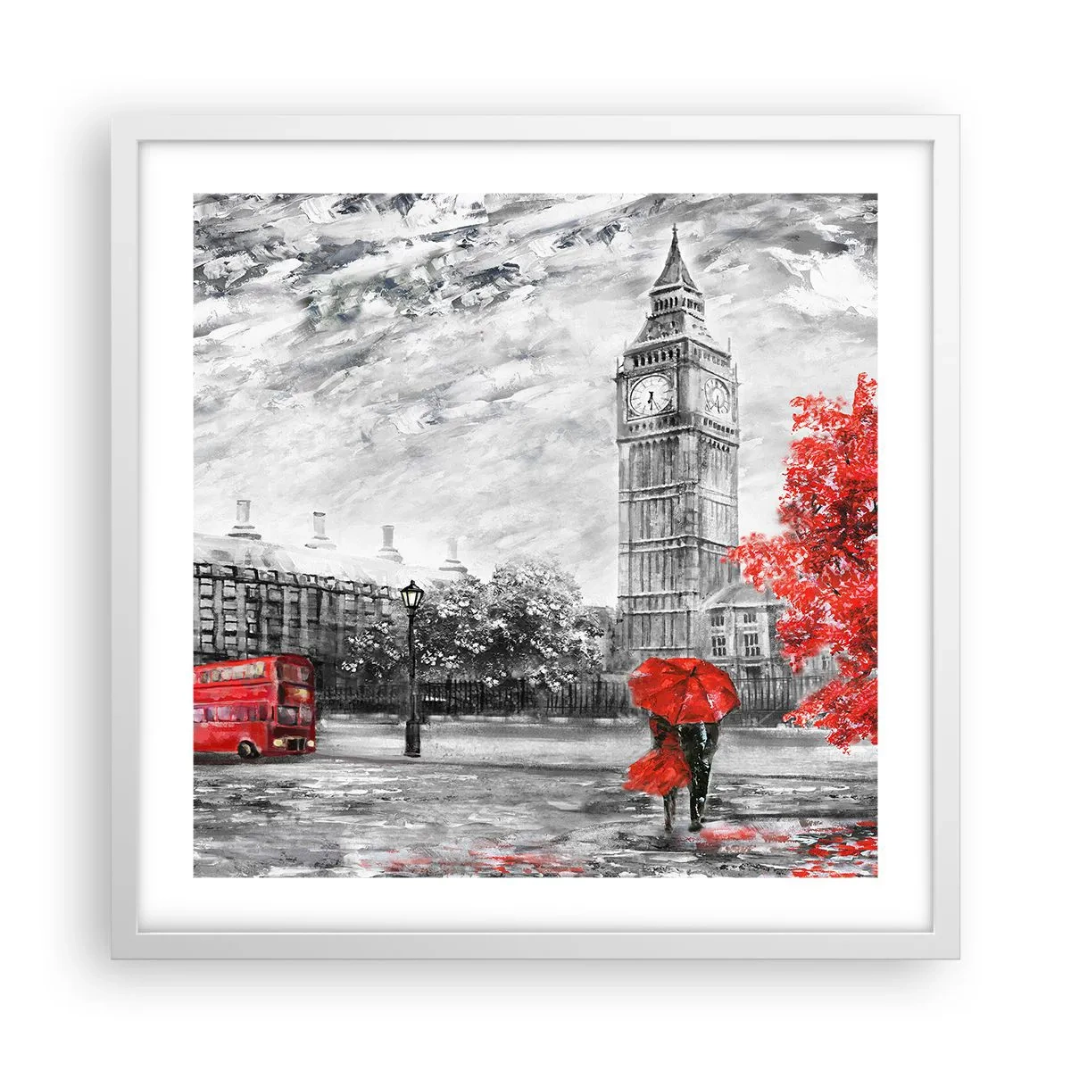 Plakat i hvid ramme - En spændende dag - 50x50 cm