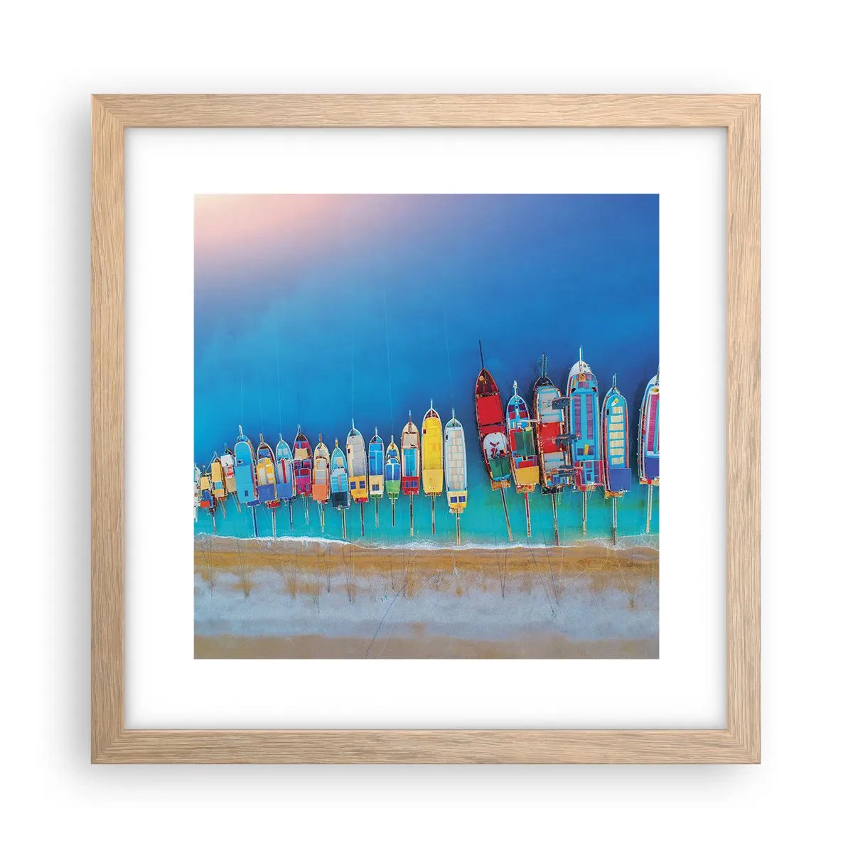 Plakat i ramme af lyst egetræ - Fra et fugleperspektiv - 30x30 cm