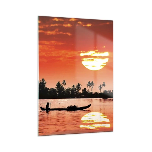 Billede på glas - Tropernes ro ved solnedgang - 50x70 cm