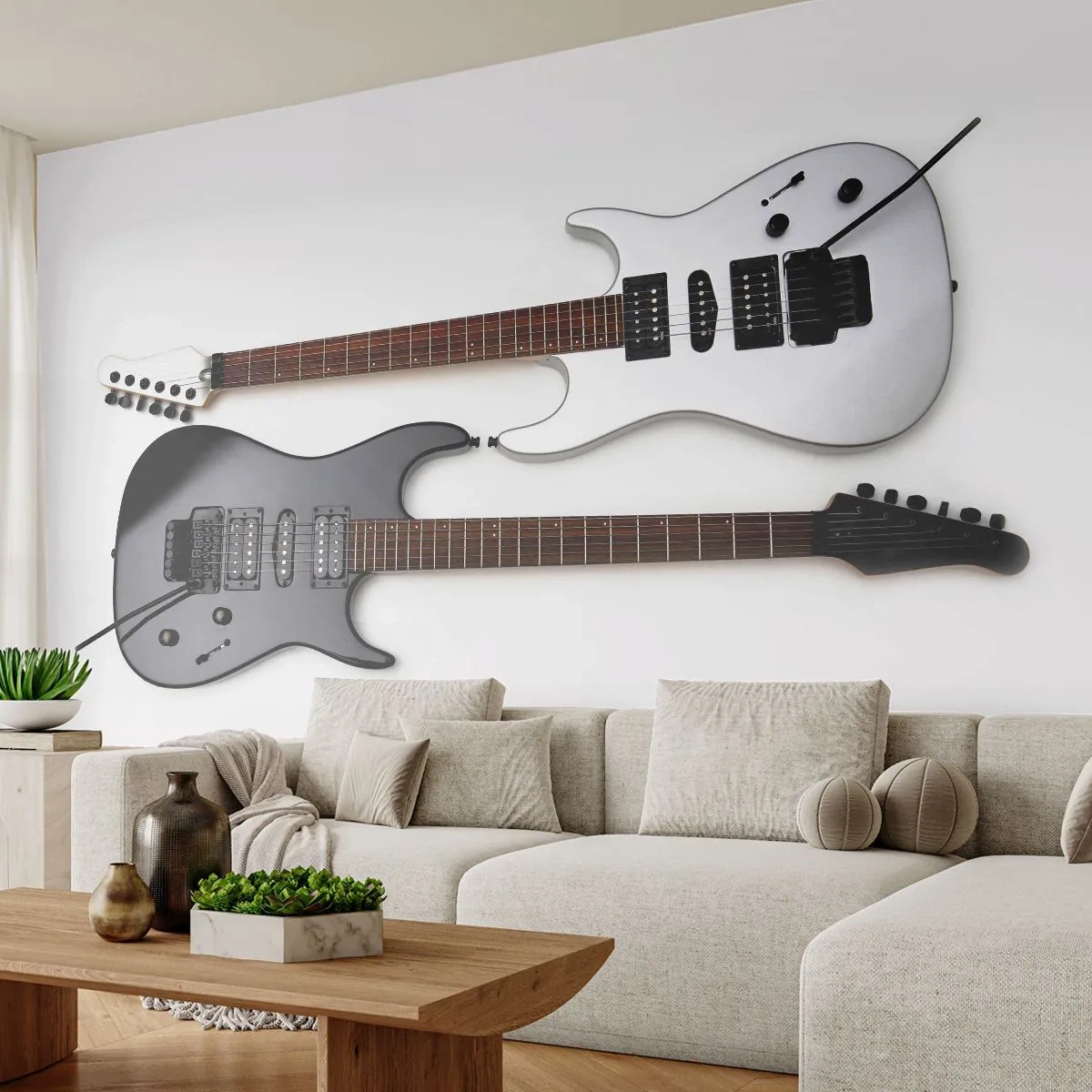 Fototapet Standard Eco - Harmoni af former - musik, Elektrisk guitar, Et musikinstrument - 400x280 cm