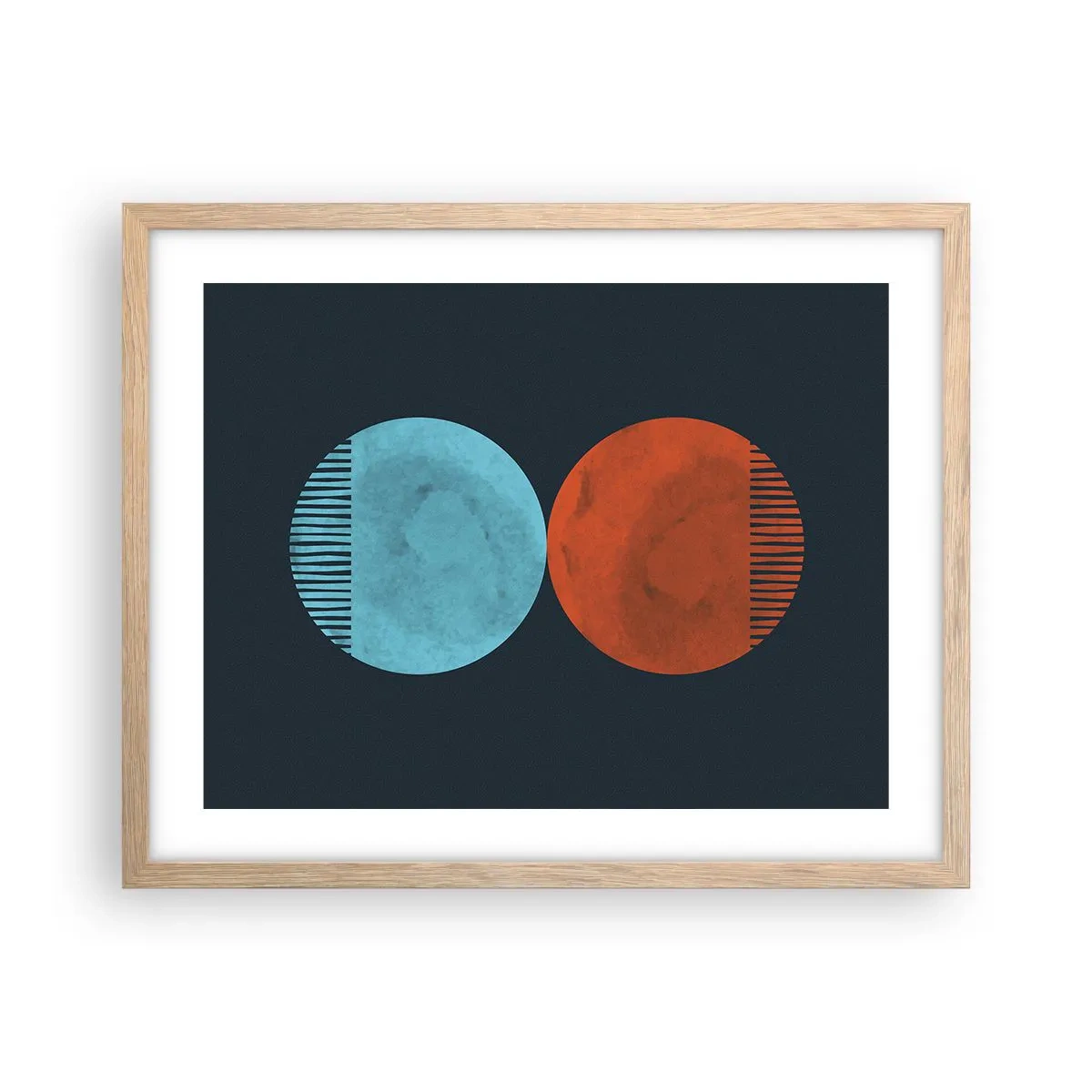 Plakat i ramme af lyst egetræ - Kun geometri? - 50x40 cm