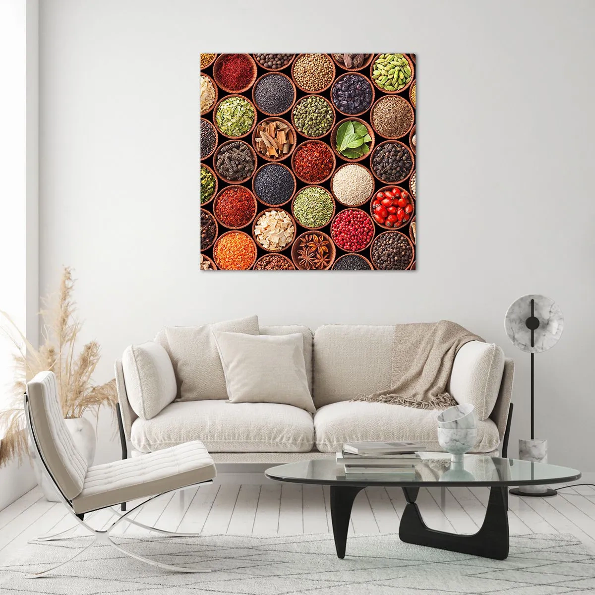 Billede på glas - Alle verdens smage - 70x70 cm