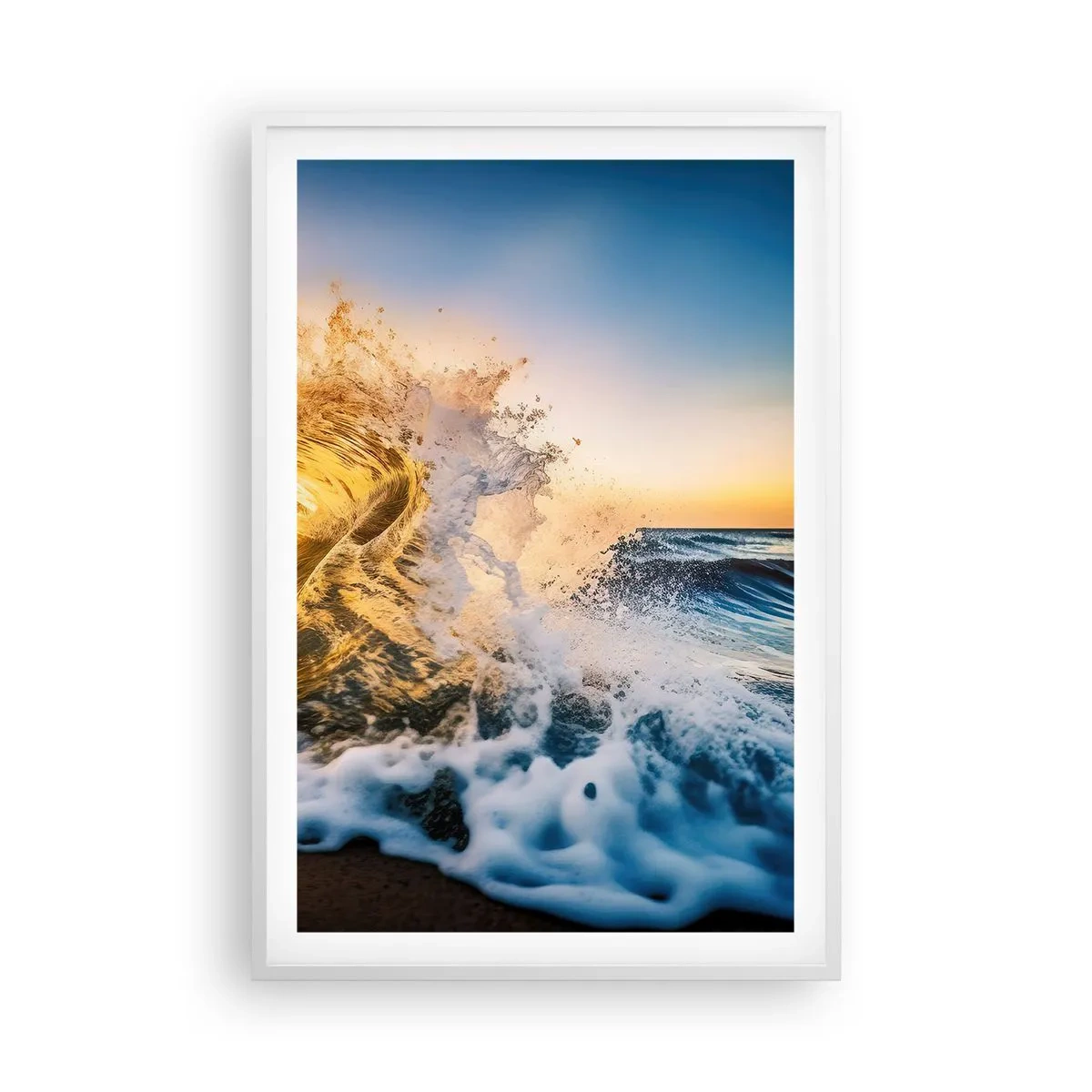 Plakat i hvid ramme - Leg på sandet - 61x91 cm