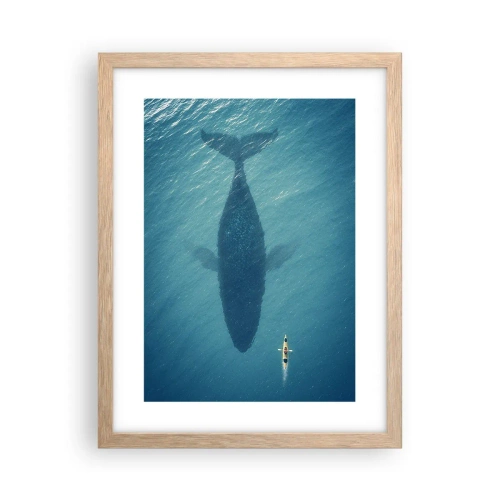 Plakat i ramme af lyst egetræ - Møde på havet - 30x40 cm