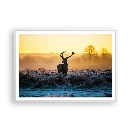 Plakat i hvid ramme - Kronet på sine godser - 100x70 cm