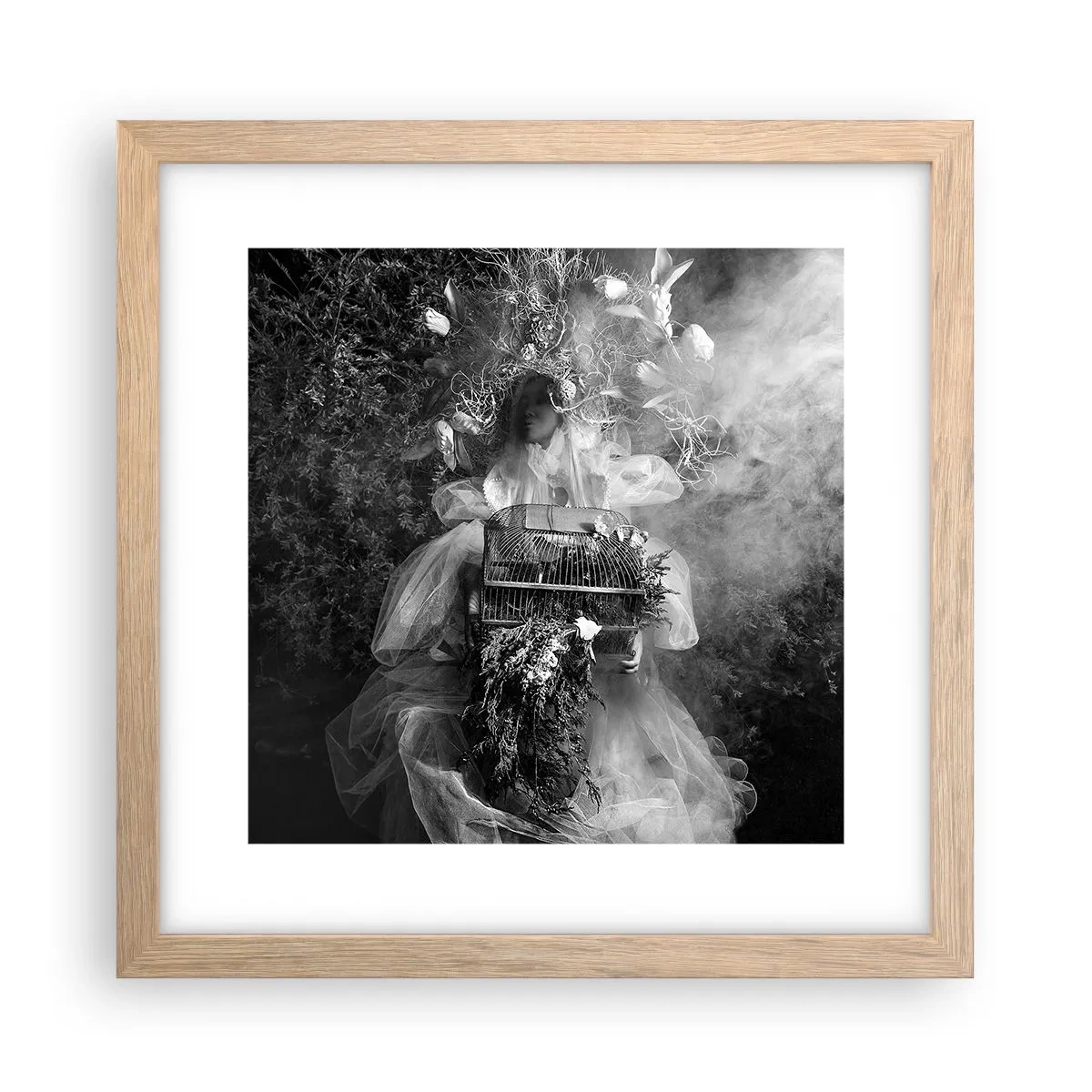 Plakat i ramme af lyst egetræ - Selve Moder - Naturen - 30x30 cm