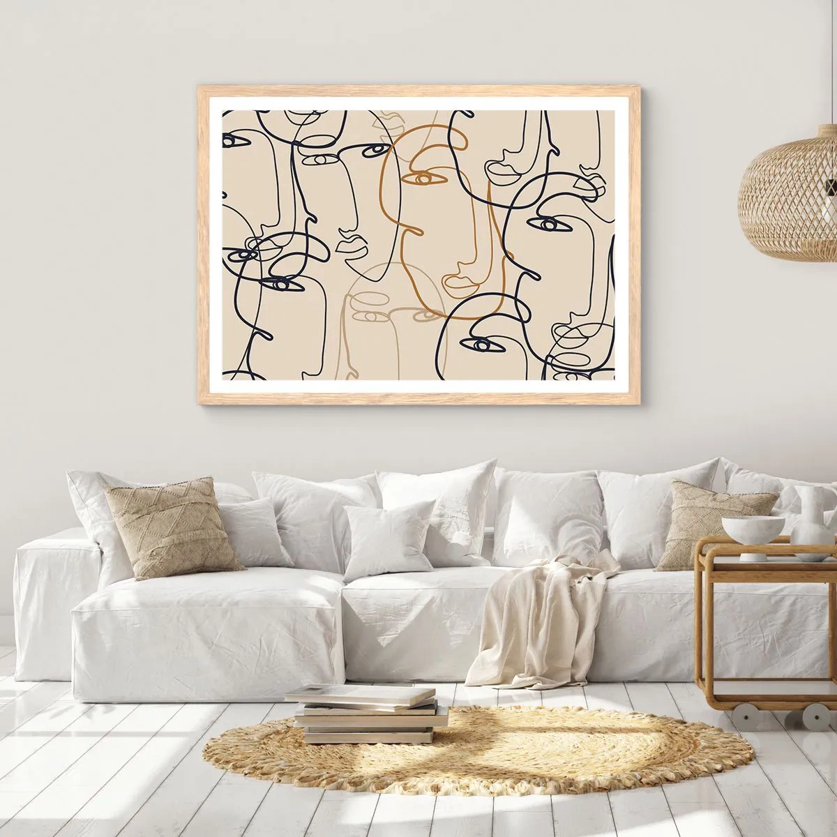 Plakat i ramme af lyst egetræ - Portræt ganget med hinanden - 70x50 cm