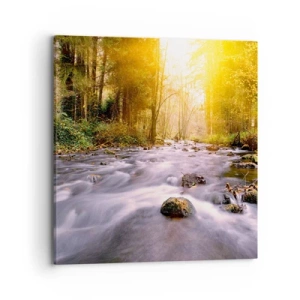 Lærredstryk - Billede på lærred - Malachit i sølv- og guldfatning - 70x70 cm