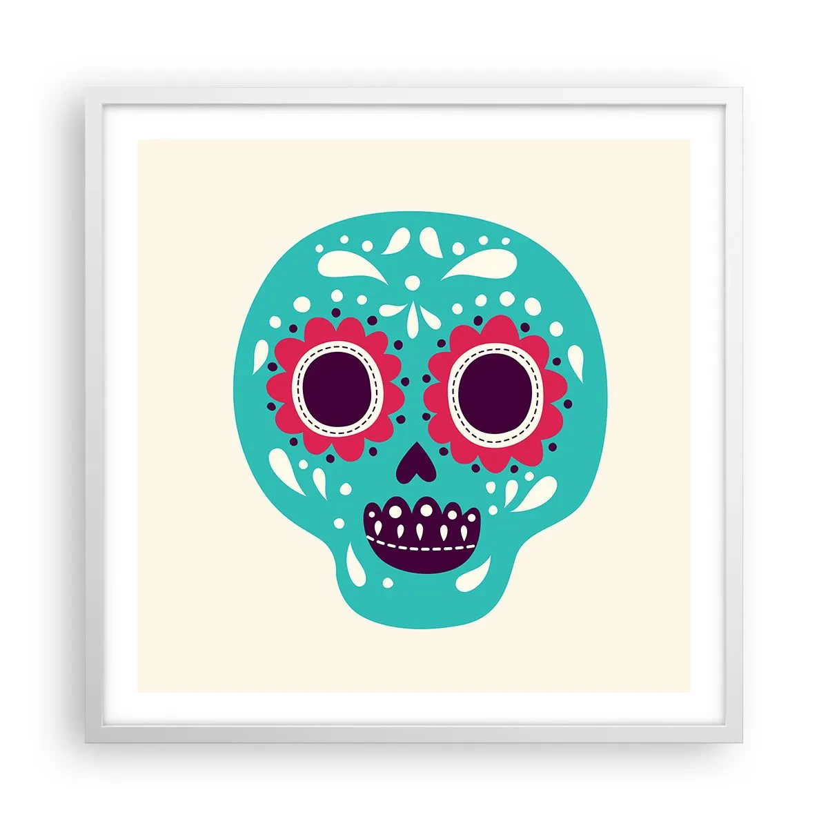 Plakat i hvid ramme - Livet - sjovt indtil døden - 60x60 cm