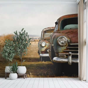 Fototapet Premium Canvas - Et velfortjent hvil - Gammel bil, Automotive, Årgang - 300x210 cm