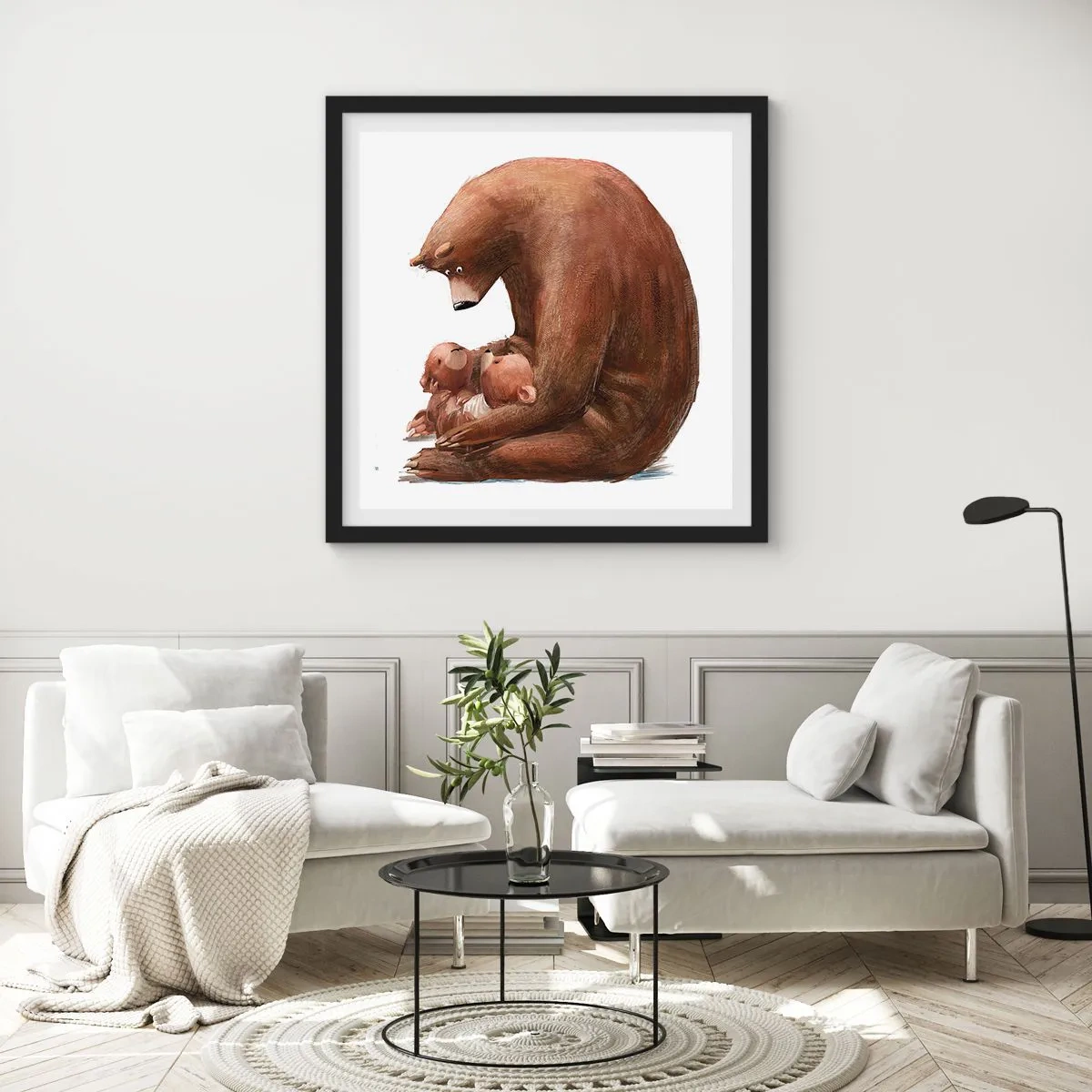 Plakat i sort ramme - Drøm sødt, børn - 40x40 cm