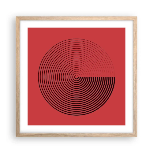 Plakat i ramme af lyst egetræ - Cirkulær bevægelse - 50x50 cm