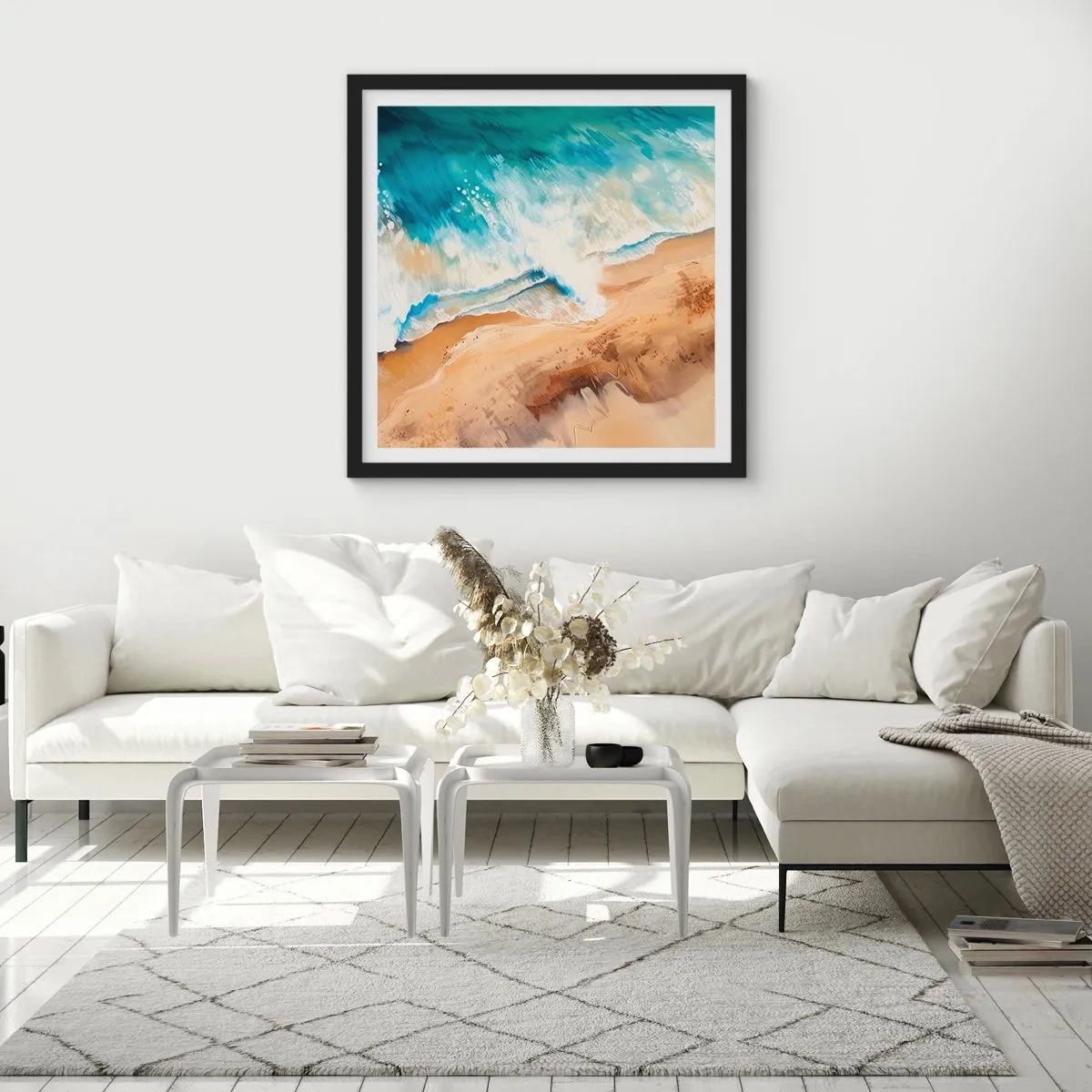 Plakat i sort ramme - Tilbagevendende bølge - 60x60 cm