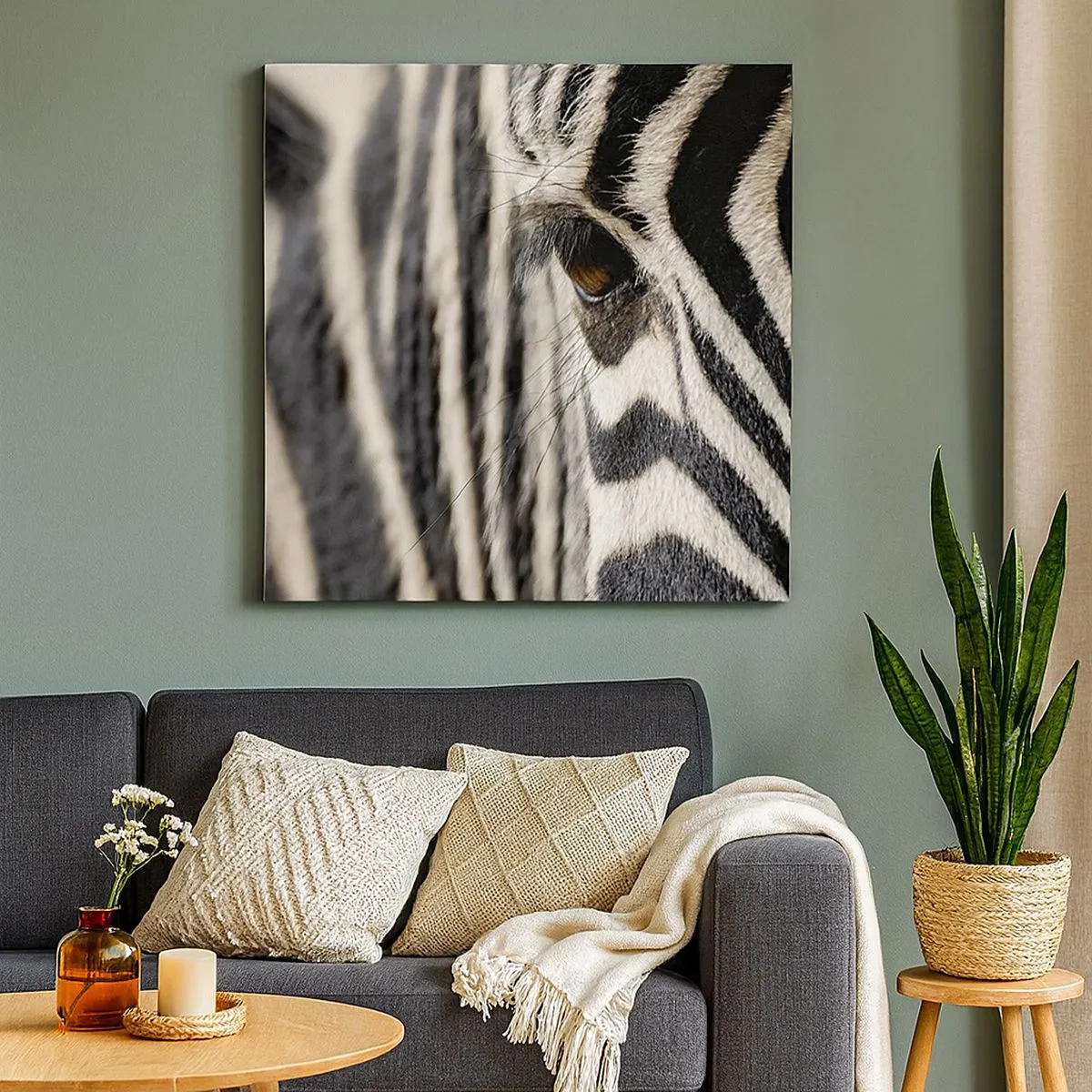 Lærredstryk - Billede på lærred - Stribet portræt - 30x30 cm