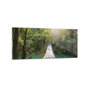 Billede på glas - Over det azurblå vand til den azurblå skov - 120x50 cm