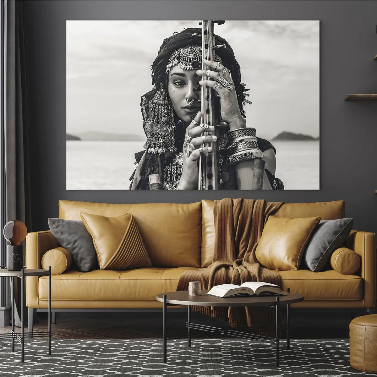 Billede på glas - Selve den orientalske musik - 100x70 cm