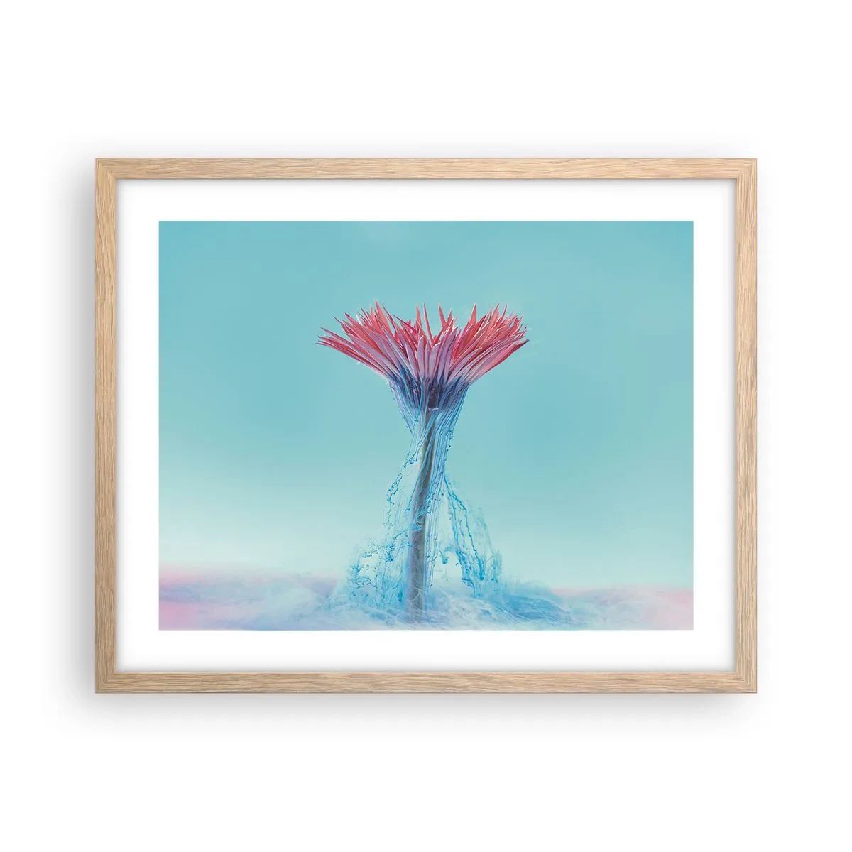 Plakat i ramme af lyst egetræ - I en nærende omfavnelse - 50x40 cm