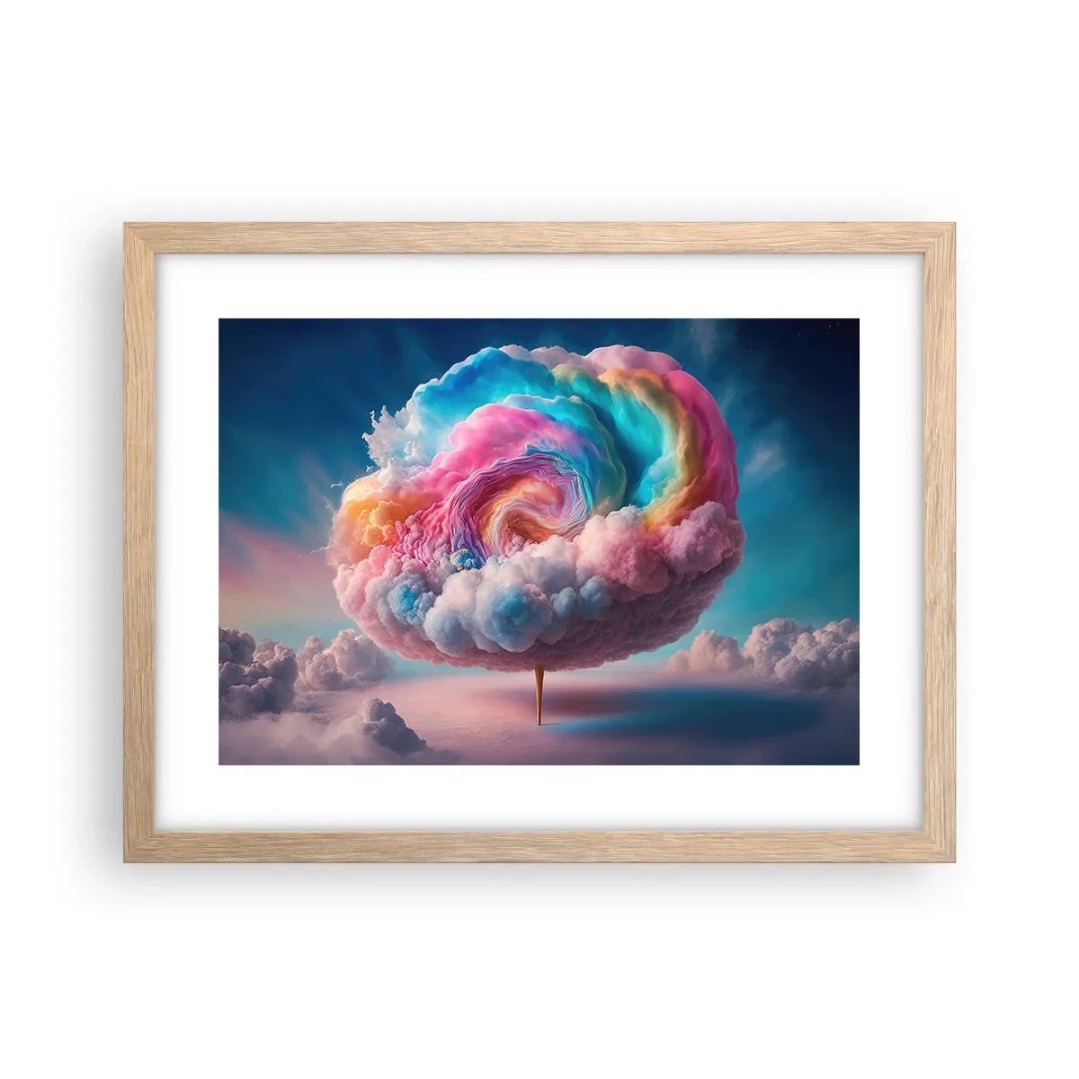 Plakat i ramme af lyst egetræ - En drøm om en forlystelsespark - 40x30 cm