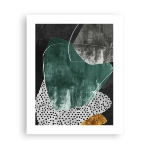 Plakat - Farverig abstraktion med en guldflager - 40x50 cm