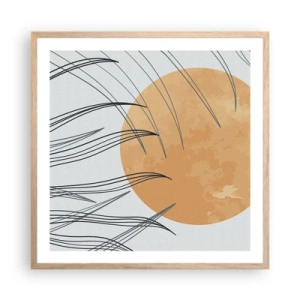 Plakat i ramme af lyst egetræ - Altid mod solen - 60x60 cm