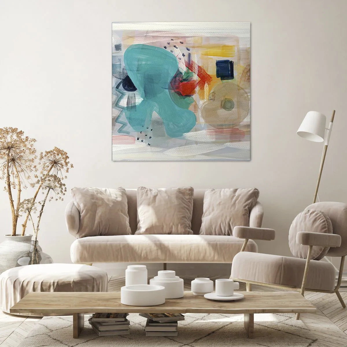 Lærredstryk - Billede på lærred - Et farverigt spil - 40x40 cm