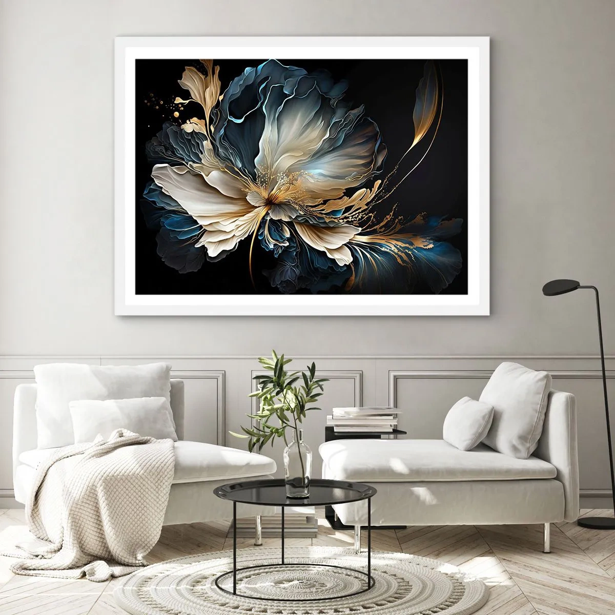 Plakat i hvid ramme - Eventyrlig bregneblomst - 91x61 cm