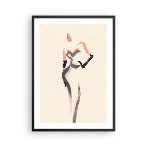 Plakat i sort ramme - Minimalistisk kvindelig silhuet - 50x70cm - Fra de gyldne år i Hollywood - Moderne vægdekoration til stue og soveværelse ARTTOR