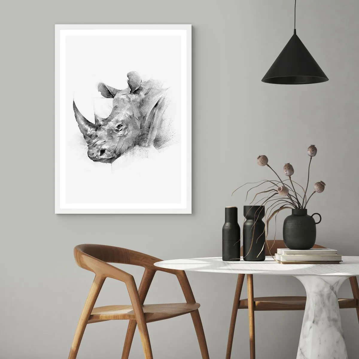 Plakat i hvid ramme - Afrikansk portræt - 70x100 cm